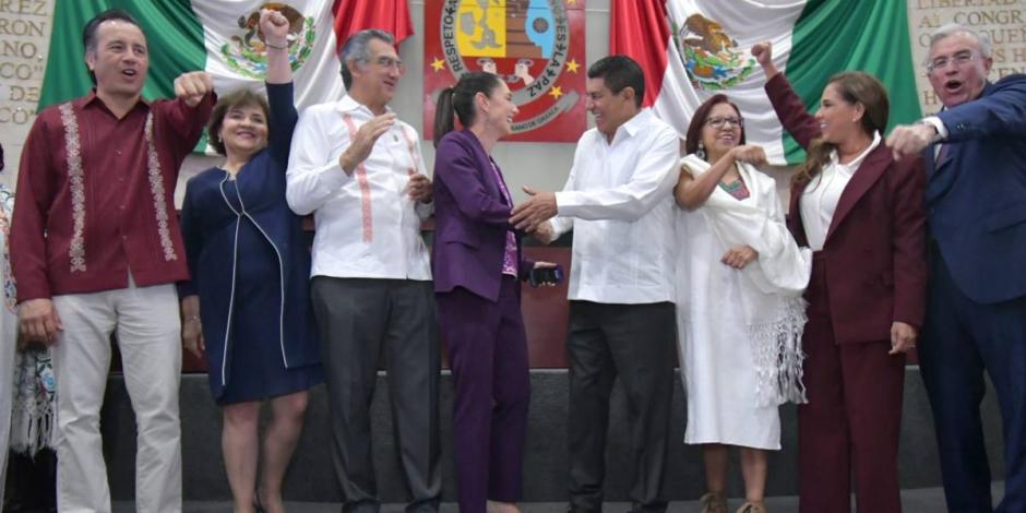 Claudia Sheinbaum asiste a toma de posesión de Salomón Jara como gobernador de Oaxaca.