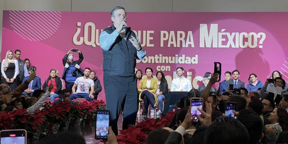 Ante cinco mil personas, el canciller Marcelo Ebrard afirma que con su apoyo va a ganar la encuesta interna de Morena para la candidatura presidencia de 2024