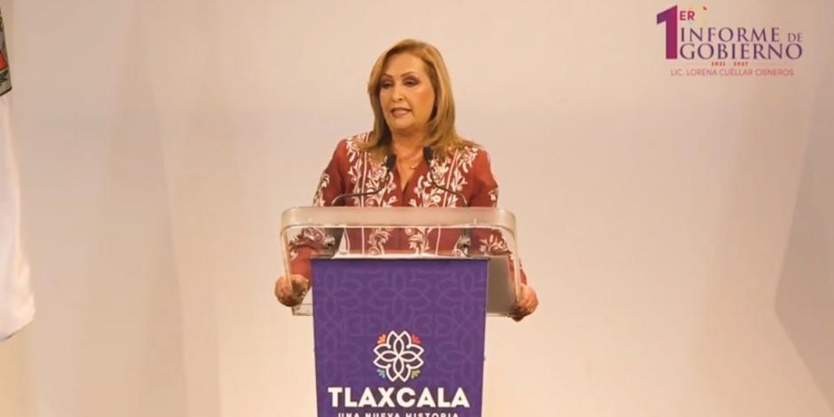 La gobernadora de Tlaxcala, Lorena Cuéllar, presenta su Primer Informe de Gobierno
