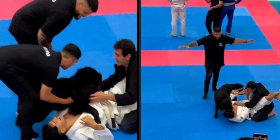 Lomito interrumpe competencia de jiu-jitsu para proteger a su dueño.