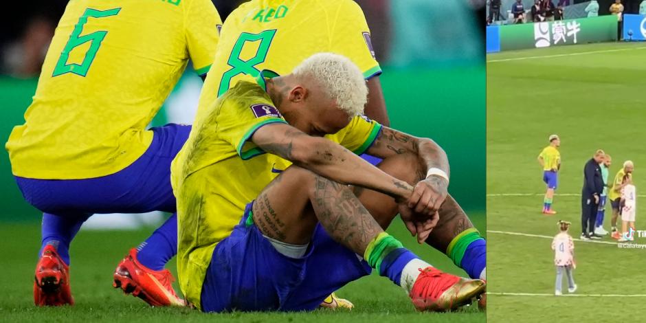 Neymar llora la eliminación de Brasil en la Copa del Mundo Qatar 2022.
