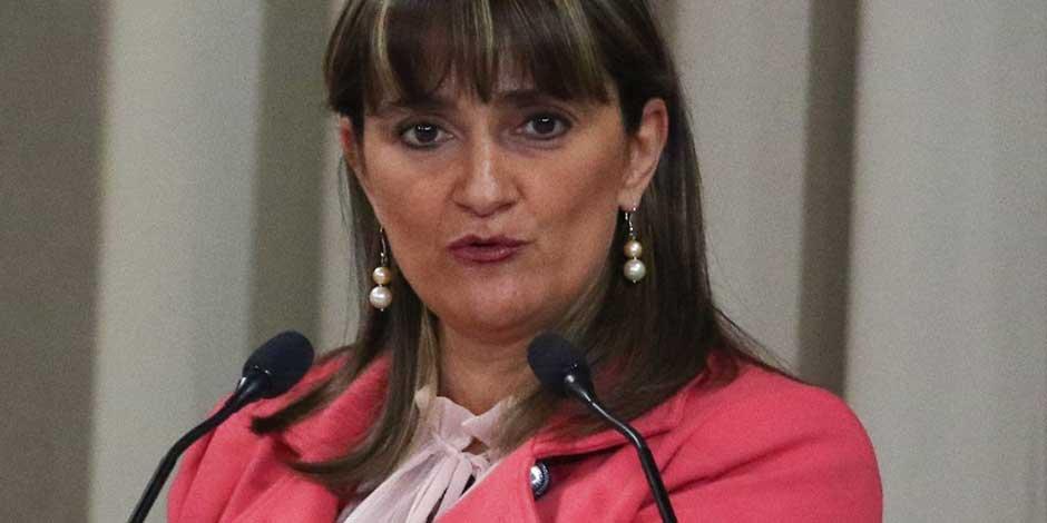 Ana Margarita Ríos-Farjat, Ministra Presidenta de la Primera Sala de la SCJN, durante la presentación de la revista cuatrimestral Mujeres en la Justicia