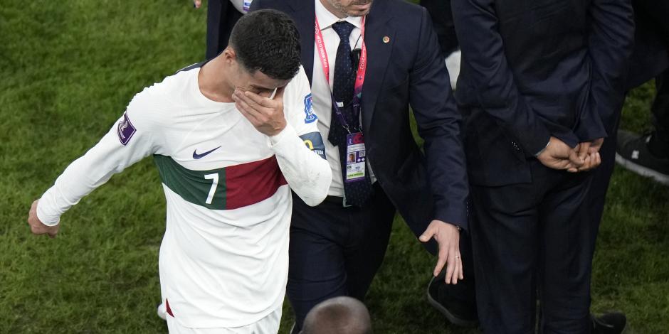 Cristiano Ronaldo llora la eliminación de Portugal en Qatar 2022.