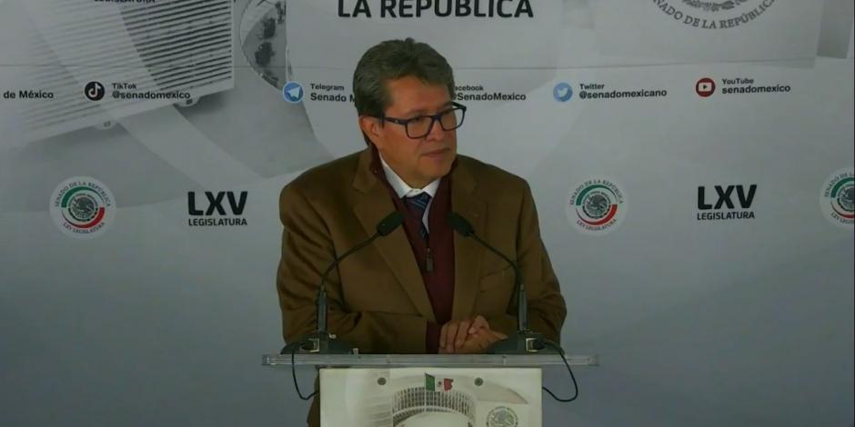 El coordinador de Morena en el Senado, Ricardo Monreal, afirma que no puede dar a conocer el sentido de su voto sobre el Plan B de la Reforma Electoral