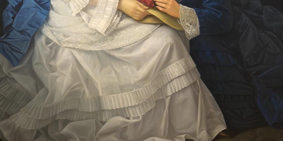 Juan Cordero, Retrato de las hijas del licenciado Manuel Cordero, óleo sobre tela, detalle, 1875.