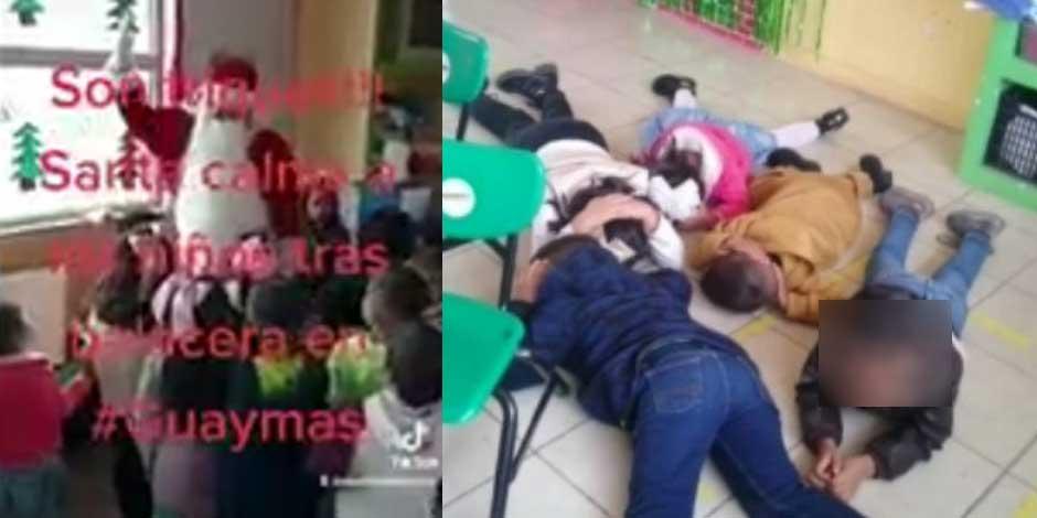 Balacera interrumpe festejo navideño en kinder de Sonora; "Santa" calma a niños