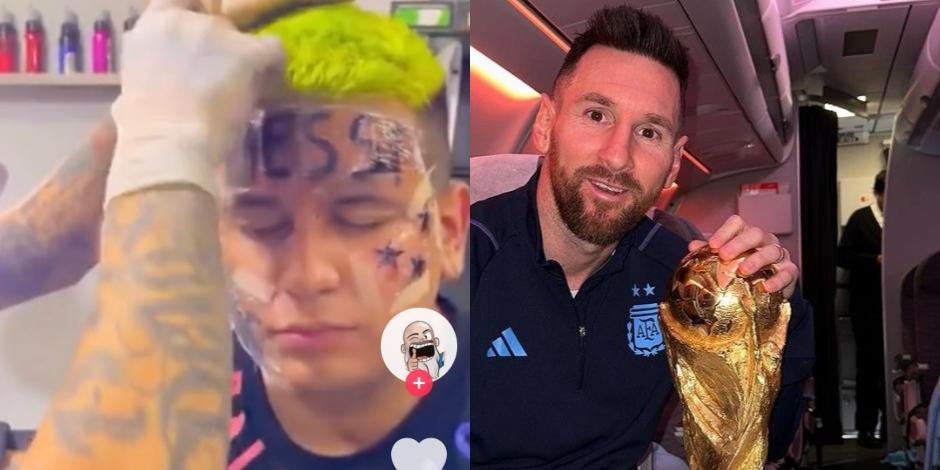 Un aficionado se tatuó a Lionel Messi en la cara luego de la coronación de Argentina a Qatar 2022.
