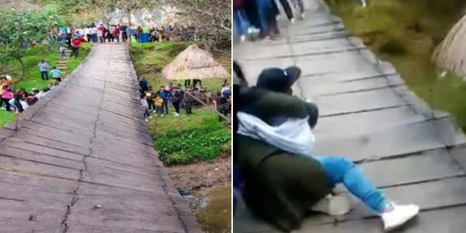 Colapsa puente colgante con turistas en San Cristóbal de las Casas, Chiapas; se reportan 10 heridos.