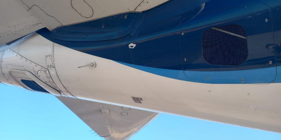 El fuselaje de una nave de Aeroméxico fue alcanzada por una bala.