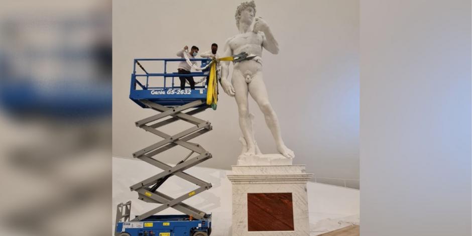 Desde Italia llega al Museo Soumaya la réplica de la escultura "El David" de Miguel Ángel, que mide cinco metros de altura y pesa seis toneladas
