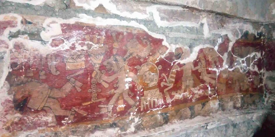 Pintura mural de una de las criptas descubiertas.