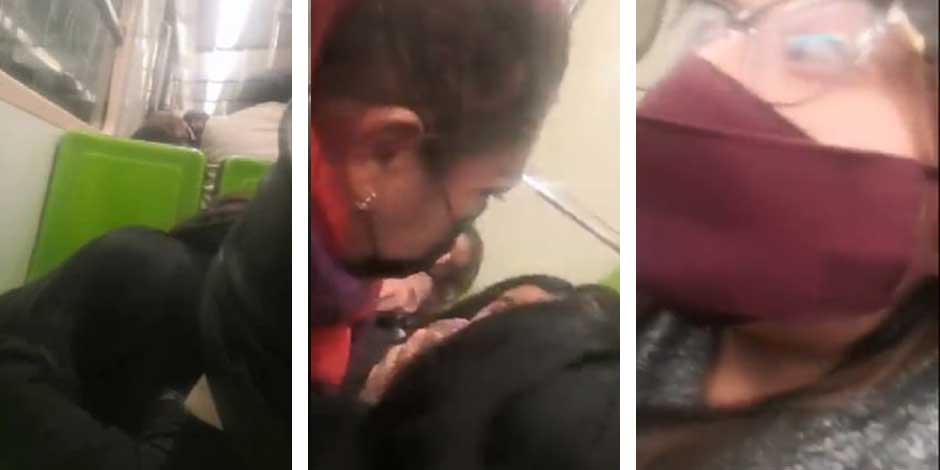 Las imágenes muestran a usuarias, agachadas al interior de un vagón del Metro, ante un supuesto asalto en Velódromo