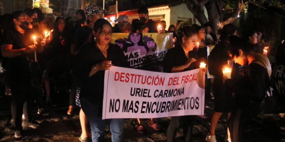 Feministas marcharon para pedir la destitución del Fiscal de Morelos, en noviembre.