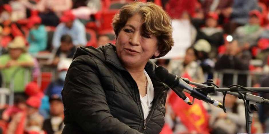 Delfina Gómez Álvarez, precandidata de Morena a la gubernatura del Estado de México.