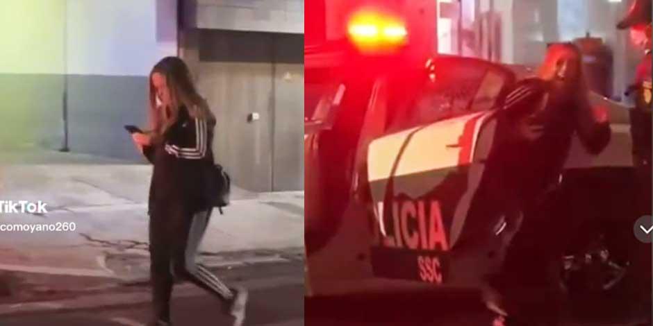 El momento en que una mujer confunde una patrulla con un taxi quedó grabado en un video que se subió a TikTok
