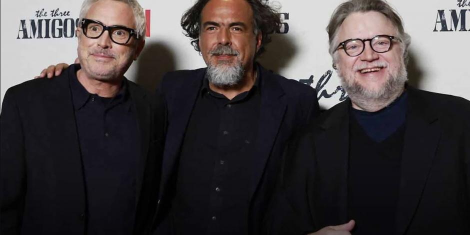 De izq. a der. Cuarón, Iñárritu y Guillermo del Toro.