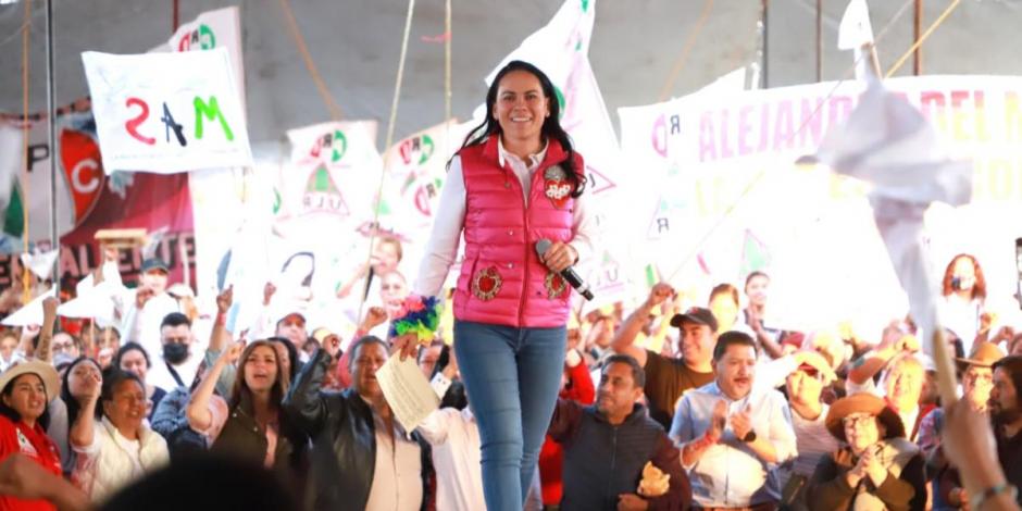 Alejandra del Moral, abanderada de la coalición Va por México por la gubernatura del Estado de México.
