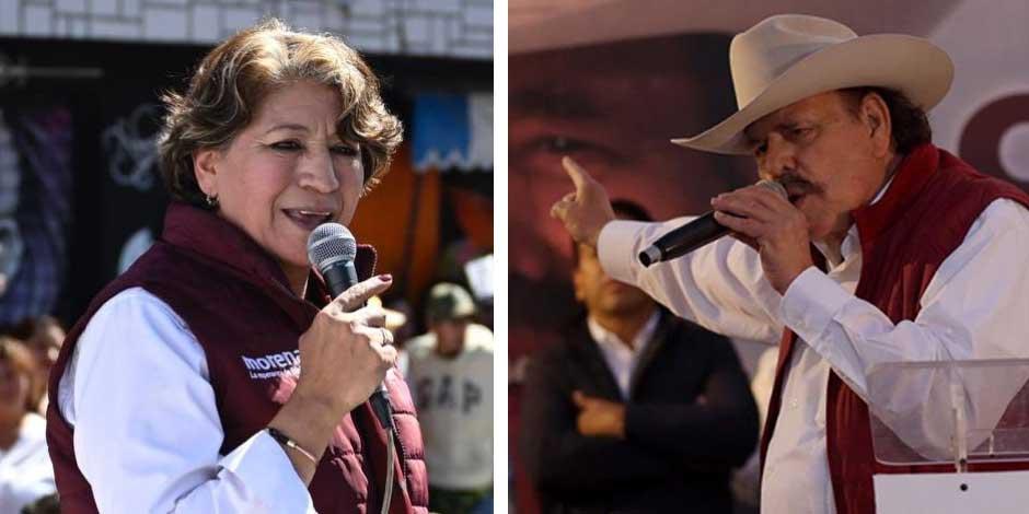 En la imagen, los candidatos de Morena, Delfina Gómez y Armando Guadiana, quienes buscan en 2023 las gubernaturas del Edomex y Coahuila respectivamente 