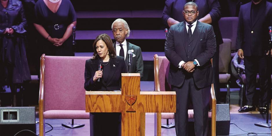 La vicepresidenta ofrece un mensaje durante el funeral de Tyre Nichols.