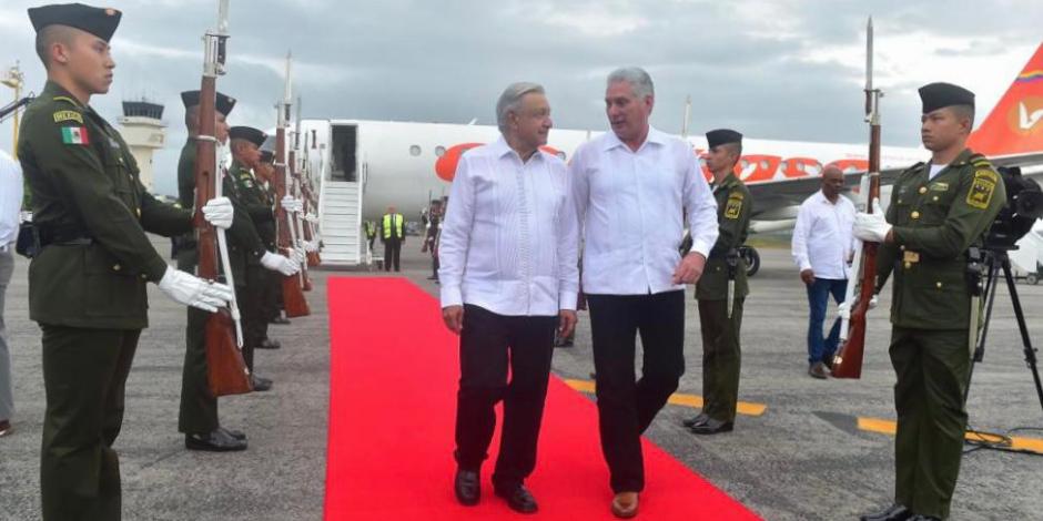 El Presidente López Obrador recibe en visita oficial a su homólogo cubano, Miguel Díaz-Canel.