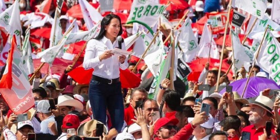 Alejandra del Moral, candidata de la alianza Va por México por la gubernatura del Edomex