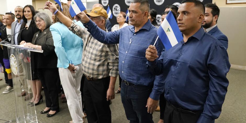 Opositores de Nicaragua liberados por el régimen en Miami, Estados Unidos, la semana pasada.