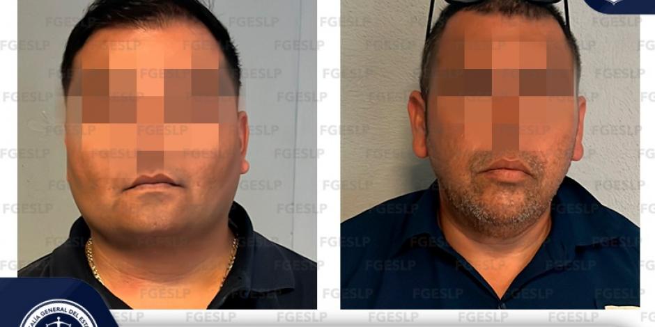 Romel "N" y Pedro "N", detenidos por la Fiscalía de San Luis Potosí.