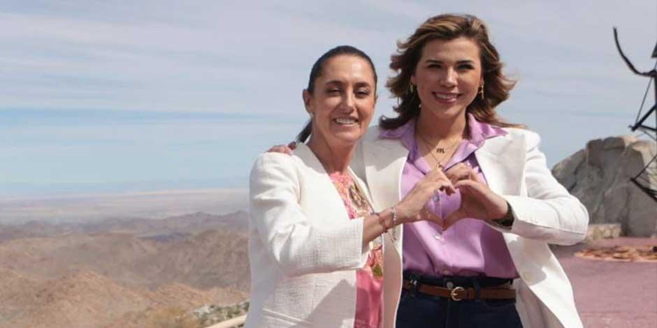 Claudia Sheinbaum y Marina del Pilar y Avila, jefa de Gobierno de la CDMX y gobernadora de Baja California, respectivamente, desde el Mirador de la Rumorosa