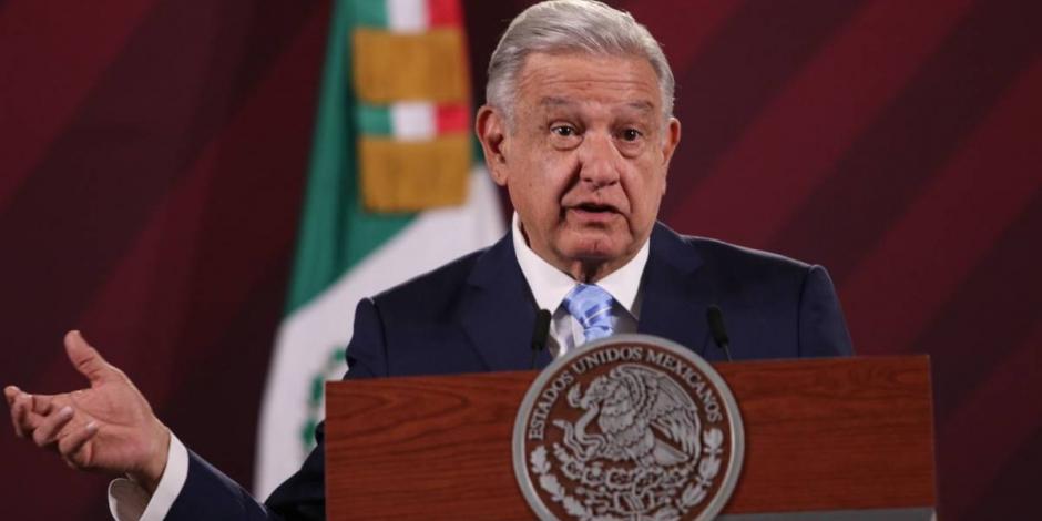 El Presidente López Obrador durante rueda de prensa en Palacio Nacional.
