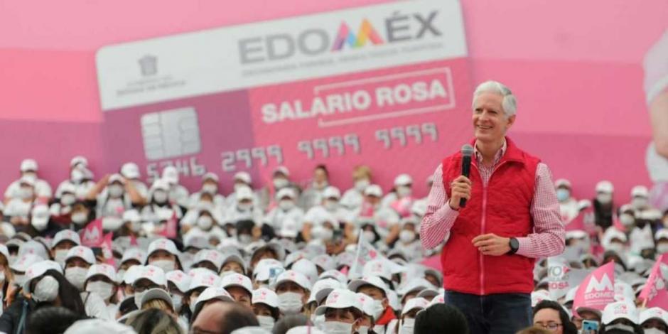 Salario Rosa llega a 700 mil mujeres, destaca Alfredo Del Mazo.