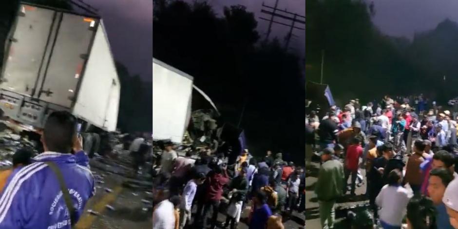 Se registra fuerte accidente en Chiapas; tráiler se queda sin frenos y choca contra varios vehículos.
