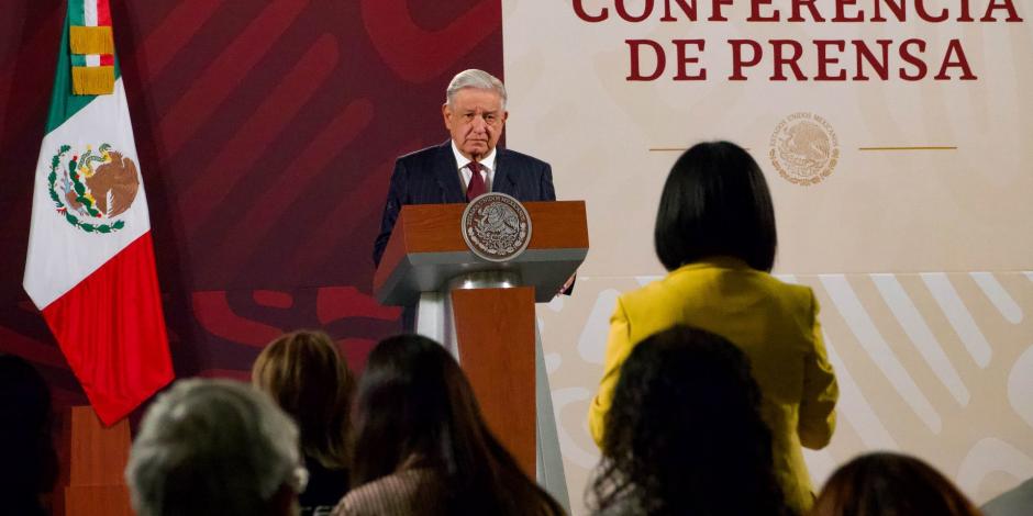 El Presidente de México, Andrés Manuel López Obrador, durante una conferencia matutina desde Palacio Nacional.