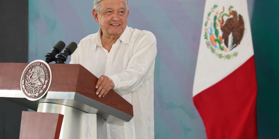 El Presidente López Obrador en conferencia de prensa matutina en Chiapas, ayer.