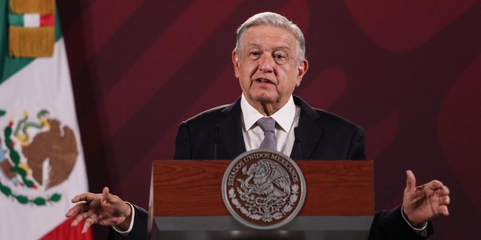 Andrés Manuel López Obrador durante la conferencia desde Palacio Nacional este miércoles.