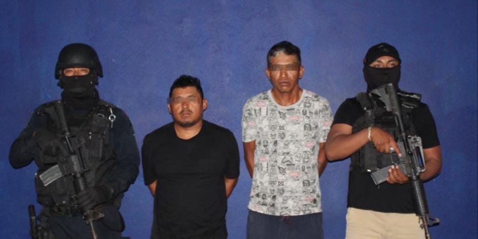 Pablo "N" y José Guadalupe "N", detenidos por presunto narcomenudeo en Benito Juárez, Quintana Roo.