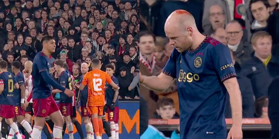 Davy Klassen fue agredido por un aficionado que lanzó un encendedor desde las tribunas durante el partido entre Feyenoord y Ajax.