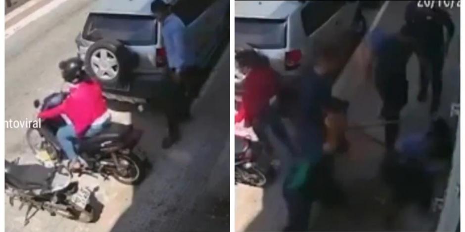 Ladrón de motocicletas recibe paliza al ser descubierto por vecinos.