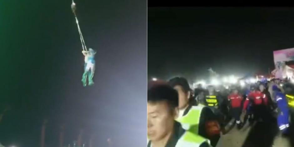 Acróbata china muere tras caer varios metros durante su show.