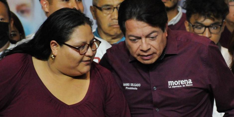Mario Delgado y Citlali Hernández, quienes, por acuerdo interno de Morena, podrían extender su dirigencia en el partido hasta 2024.