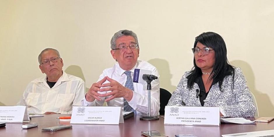 Oscar Alzaga, presidente de la ANAD (centro), en rueda de prensa, ayer.