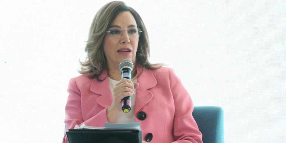 La comisionada presidenta del organismo, Blanca Lilia Ibarra, ayer, durante un foro de Gobierno abierto.
