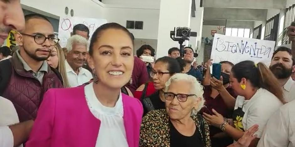 Claudia Sheinbaum, durante su llegada a Tamaulipas.