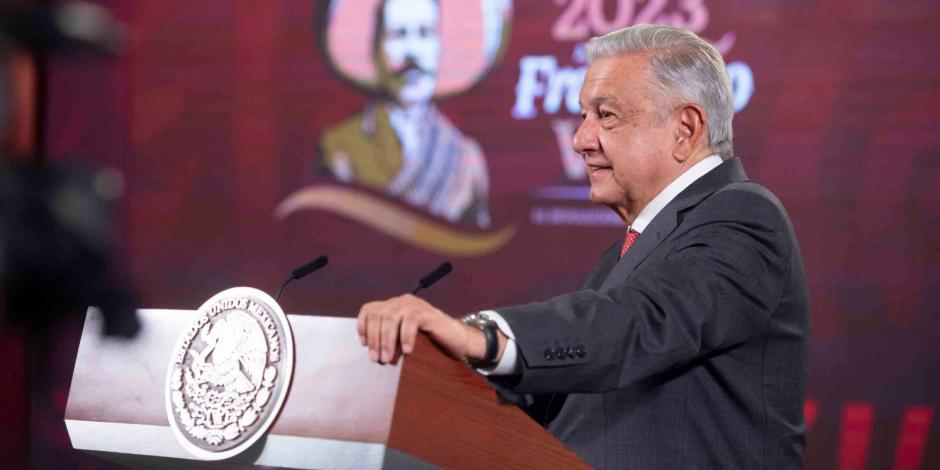 El Presidente López Obrador, ayer, en Palacio Nacional.