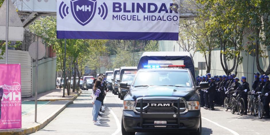 Unidad policiaca en la alcaldía de Miguel Hidalgo.