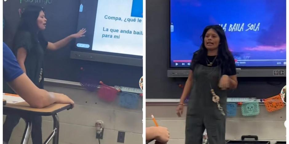 Maestra enseña español a sus alumnos con canciones de Peso Pluma.