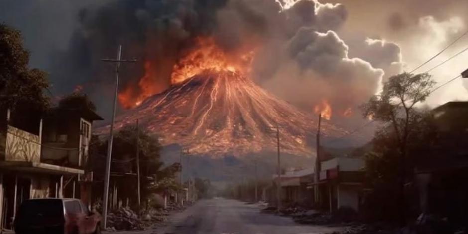 Según ChatGPT, así se vería el Popocatépetl haciendo erupción.