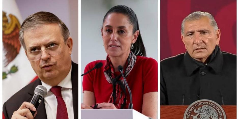 Claudia Sheinbaum, Marcelo Ebrard y Adán Augusto López, aspirantes a la presidencia de México por Morena.