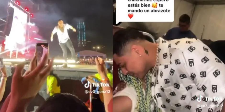 Eduin Caz consuela a fan que aplastó cuando se lanzó en concierto; necesitó atención médica