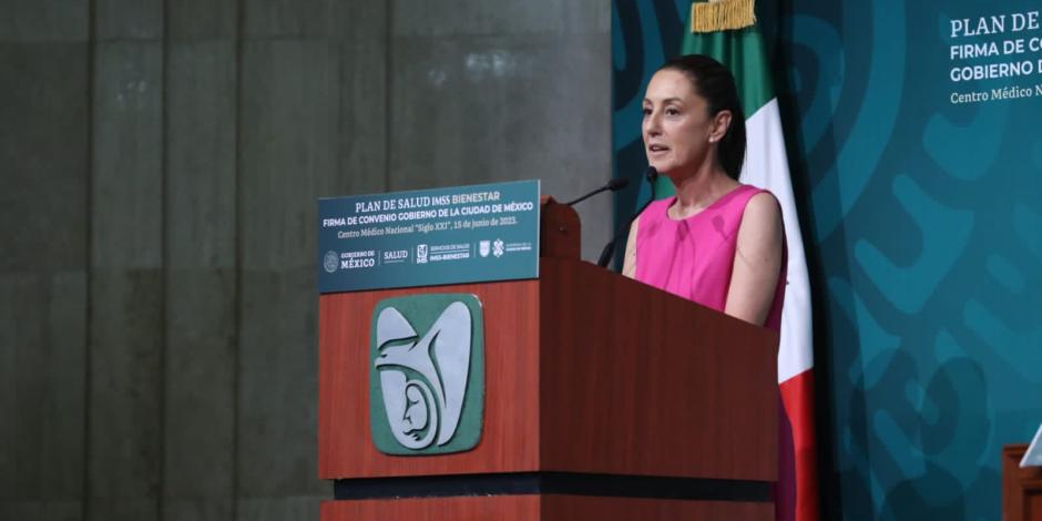 En su último día como Jefa de Gobierno de la Ciudad de México, Claudia Sheinbaum Pardo, encabezó la presentación de Plan de Salud IMSS-Bienestar.