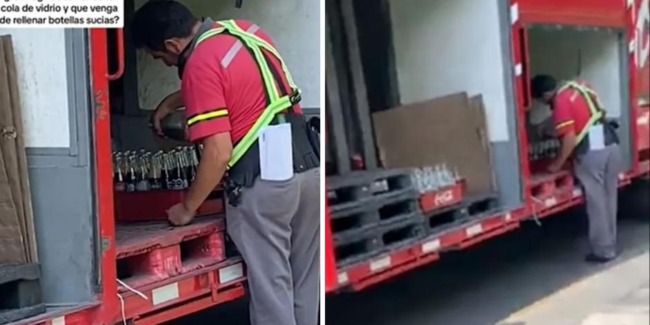Despiden a trabajador que rellenó botellas de Coca-Cola.
